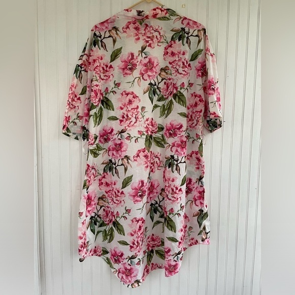Show Me Your Mumu White Pink Rose Garden of Blooms Open Front Kimono ONE SIZE - Picture 2 of 8